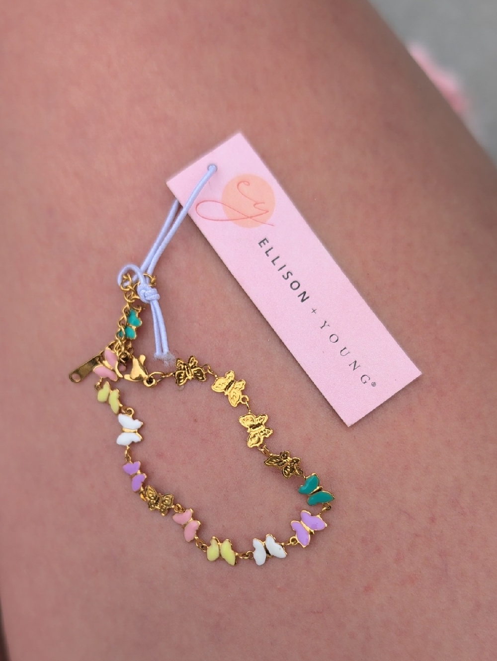 Gold-Plated Multi-Tone Linked Bracelet with Pastel Charms